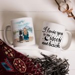 Personalized I Love You To The Moon and Back White and Colour Inside Ceramic Mug with Name 11 oz and 15 oz Gift for Dog Lovers