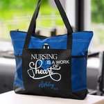 Sac Fourre-Tout Personnalisé avec Nom Sac en Toile avec Fermeture Éclair Capacité Cadeau pour Infirmière