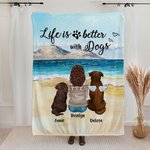 Personalized Life Is Better With Dogs Blanket Christmas Gift Birthday Gift for Dog Lovers Owners