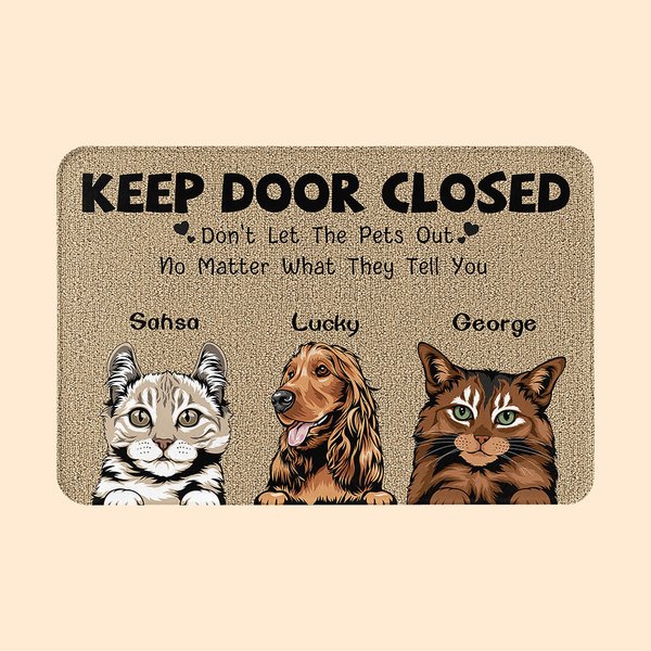 Gepersonaliseerde Keep Door Closed Pet Welkom Deurmat Housewarming Kerstcadeau voor hond kat huisdier liefhebbers