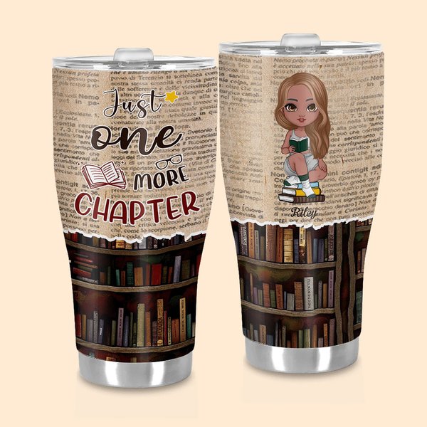 Personalised Just One More Chapter Curved Tumbler Birthday Christmas Reading Gift for Sisters Book Lovers
