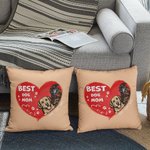 Personalizado mejor perro mamá mascota diseño de la forma del corazón Funda de almohada regalo de cumpleaños para el dueño de mascota amante Sofá Deco