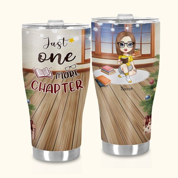 Personalized Just One More Chapter 30oz Curved Tumbler Christmas Book Reader Gift for Women Girls Book Lovers