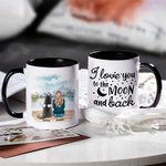 Personalized I Love You To The Moon and Back White and Colour Inside Ceramic Mug with Name 11 oz and 15 oz Gift for Dog Lovers