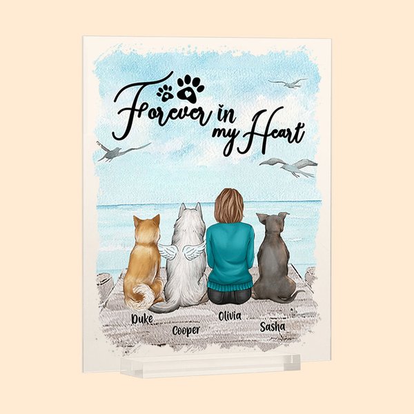 Personalized Forever In My Heart Acrylic Plaque Home Decoration Birthday Memorial Gift for Dog Owner Lover