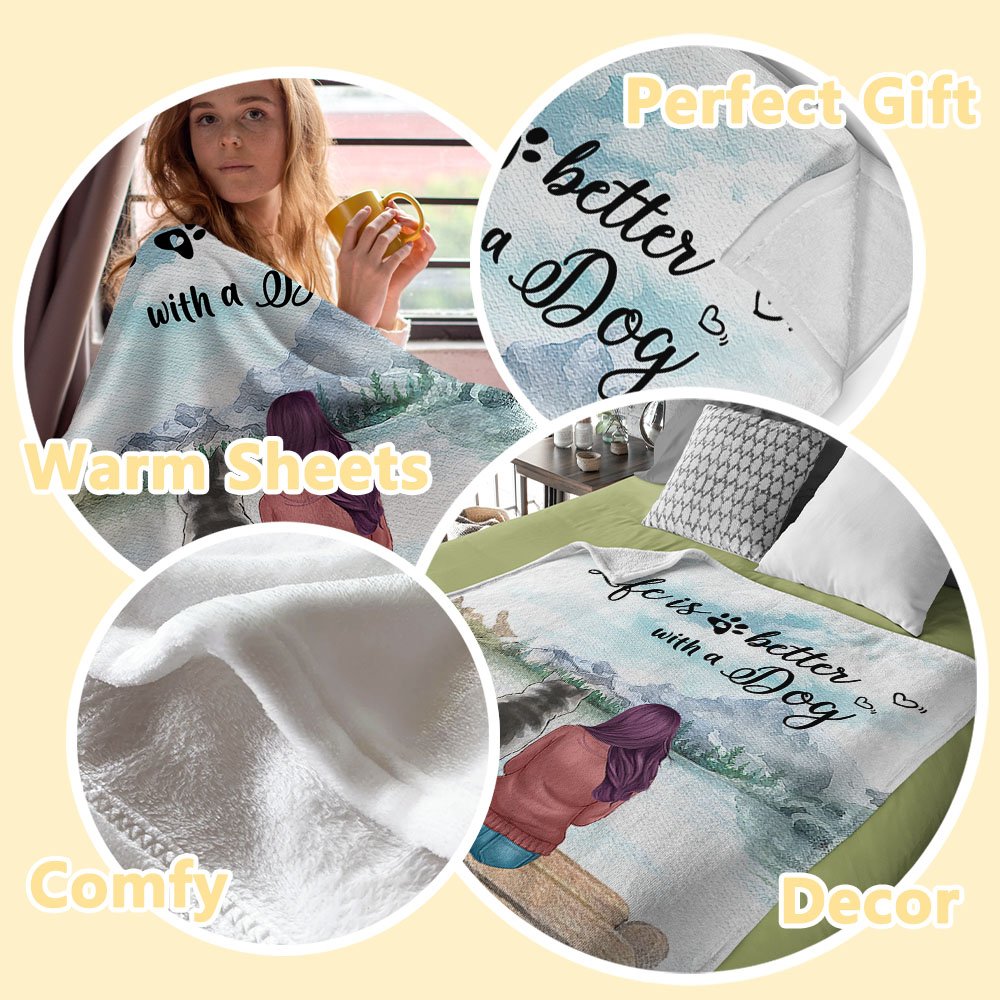 Personalized Life Is Better With Dogs Blanket Birthday Gift for Dog Lovers 5
