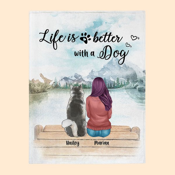 Personalized Life Is Better With Dogs Blanket Birthday Gift for Dog Lovers
