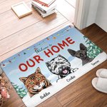 Personalized Snowfield Welcome To Our Home Door Mat Christmas Gift Birthday Gift for Pet Lovers