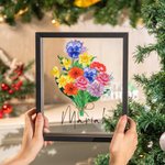 Personalizzato Mese di Nascita Fiori Famiglia Bouquet Portafoto in vetro Compleanno Natale Festa della Mamma Regalo per la nonna