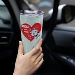 Personalised Best Cat Mom Heart Pet Paw Print 20oz Tumbler Name Tumbler with Lid Birthday Gift for Pet Lover
