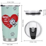 Personalised Best Cat Mom Heart Pet Paw Print 20oz Tumbler Name Tumbler with Lid Birthday Gift for Pet Lover