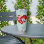Personalised Best Cat Mom Heart Pet Paw Print 20oz Tumbler Name Tumbler with Lid Birthday Gift for Pet Lover