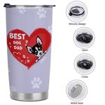 Personalised Best Dog Dad Heart Pet Paw Print 20oz Tumbler Name Tumbler with Lid Birthday Gift for Pet Lover
