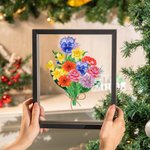 Personalizzato Mese di Nascita Fiori Famiglia Bouquet Portafoto in vetro Compleanno Natale Festa della Mamma Regalo per la nonna