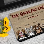 Gepersonaliseerde Ons Huis Onze Regels Deurmat Kerstcadeau Verjaardagscadeau voor huisdiereigenaren