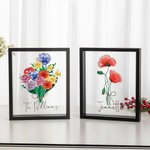 Personalizzato Mese di Nascita Fiori Famiglia Bouquet Portafoto in vetro Compleanno Natale Festa della Mamma Regalo per la nonna