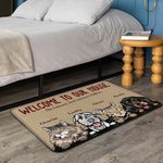 Tapis de Porte Personnalisé avec Nom et Dessin de 1-6 Chiens ou Chats Cadeau Fête Emménagement Anniversaire pour Amoureux d'Animal de Compagnie
