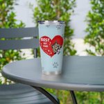 Personalized Best Cat Dad Heart Pet Paw Print 20oz Tumbler Name Tumbler with Lid Birthday Gift for Pet Lover for Hot and Cold Drinks