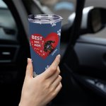 Personalized  Best Dog Mom Heart Pet Paw Print 20oz Tumbler Name Tumbler with Lid Birthday Gift for Pet Lover
