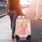 Personalized Just A Girl Boy Who Loves Traveling Luggage Protective Cover Fits 18-32 Inches Suitcase with Concealed Zipper Gift for Travel Lover