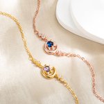 Personalized Adjustable Moon Sun Star Anklet with Birthstone Christmas Gift Jewelry Gift for Her