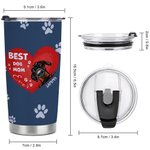 Personalized  Best Dog Mom Heart Pet Paw Print 20oz Tumbler Name Tumbler with Lid Birthday Gift for Pet Lover
