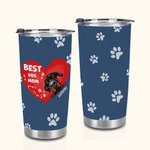 Personalized  Best Dog Mom Heart Pet Paw Print 20oz Tumbler Name Tumbler with Lid Birthday Gift for Pet Lover