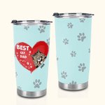 Personalized Best Cat Dad Heart Pet Paw Print 20oz Tumbler Name Tumbler with Lid Birthday Gift for Pet Lover for Hot and Cold Drinks