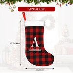 Personalized Red or Green Buffalo Plaid Christmas Stocking with Name and Initial Christmas Decor Christmas Gift for Friend or Family