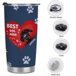 Personalized  Best Dog Mom Heart Pet Paw Print 20oz Tumbler Name Tumbler with Lid Birthday Gift for Pet Lover