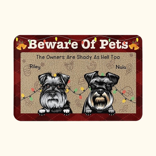 Tapis de porte personnalisé Les propriétaires sont aussi louches que l'enfer Cadeau de Noël Cadeau d'anniversaire pour animal de compagnie Dog Cat Lover