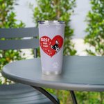 Personalised Best Dog Dad Heart Pet Paw Print 20oz Tumbler Name Tumbler with Lid Birthday Gift for Pet Lover