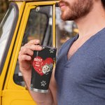 Personalized Best Cat Dad Heart Pet Paw Print 20oz Tumbler Name Tumbler with Lid Birthday Gift for Pet Lover for Hot and Cold Drinks