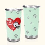 Personalised Best Cat Mom Heart Pet Paw Print 20oz Tumbler Name Tumbler with Lid Birthday Gift for Pet Lover