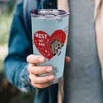 Personalized Best Cat Dad Heart Pet Paw Print 20oz Tumbler Name Tumbler with Lid Birthday Gift for Pet Lover for Hot and Cold Drinks