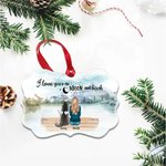 Ornement personnalisé en céramique de forme irrégulière I Love You To The Moon And Back Cadeau de Noël pour les amis