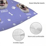 Fotos de mascotas personalizadas Funda de almohada con nombres Huella de la pata y hueso Funda de almohada Lindo perro gato Avatar Decoración del hoga