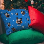 Fotos de mascotas personalizadas Funda de almohada con nombres Huella de la pata y hueso Funda de almohada Lindo perro gato Avatar Decoración del hoga