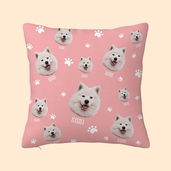 Fotos de mascotas personalizadas Funda de almohada con nombres Huella de la pata y hueso Funda de almohada Lindo perro gato Avatar Decoración del hoga