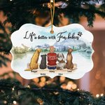 Personalized Life Is Better With Fur Baby Lakeside Picnic Irregular Shape Ceramic Ornament Memorial Gift for Pet Lovers