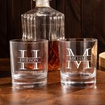 Personalised 10oz Engraved Food Grade Whiskey Glasses with Initial Name and Text Birthday Housewarming Gift for Men Whiskey Bourbon Drinkers