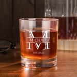 Personalised 10oz Engraved Food Grade Whiskey Glasses with Initial Name and Text Birthday Housewarming Gift for Men Whiskey Bourbon Drinkers