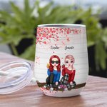 Personalised Life Is Better With Besties with Cherry Tree Background Wine Tumbler Gift for Sisters