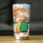 Gobelet personnalisé Fur Mama Papa Maple Tree Love 20oz avec nom Anniversaire Cadeau de Noël pour les amoureux des chiens