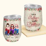Personifierad Livet är bättre med bästisar Vintage Flower Style 12oz Wine Tumbler Vänskap Present