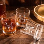 Personalised 10oz Engraved Food Grade Whiskey Glasses with Initial Name and Text Birthday Housewarming Gift for Men Whiskey Bourbon Drinkers