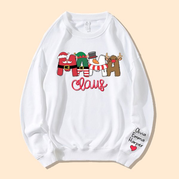 Sweatshirt T-shirt Personnalisé avec Surnom et 1-6 Nom Enfants Cadeau Famille Noël pour Maman Grand-Mère