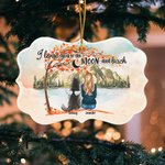 Ornement personnalisé en céramique de forme irrégulière jouant avec mon ami à fourrure sous l'érable avec la citation I Love You Cadeau commémoratif p