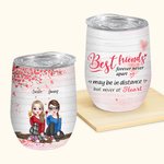 Personalizzato Best Friends Drinking And Chatting Under The Love Tree Wine Tumbler Regalo di Natale per la migliore amica
