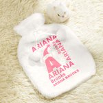Personalized Hot Water Bottle Bag with Cute Cover Bed Feet Warmer with Name and Initial Birthday Christmas Gift for Kids